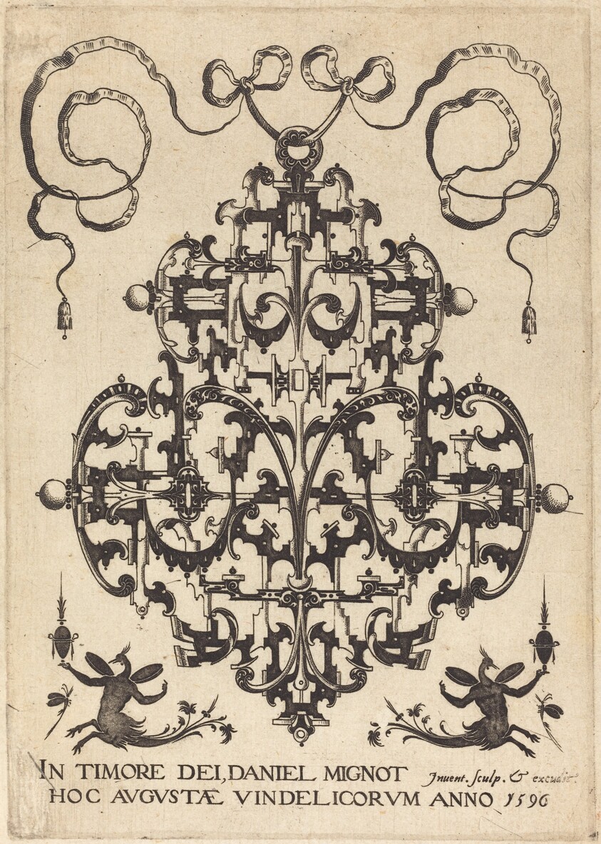 Title Page: Large Pendant, Two Winged Imaginary Figures at Bottom