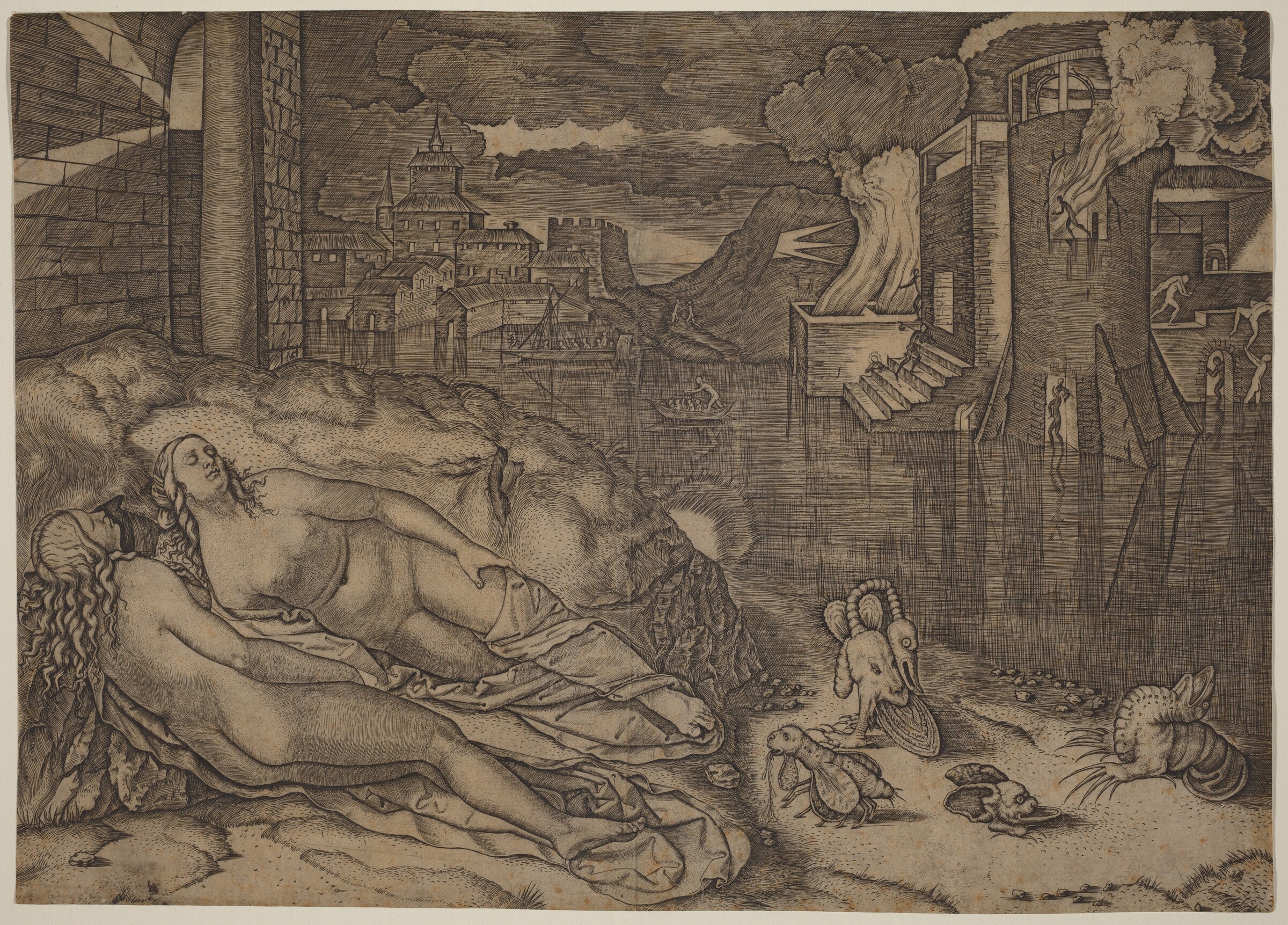 Raphael's Dream, Marcantonio Raimondi possibly after Raphael, c. 1508/1509