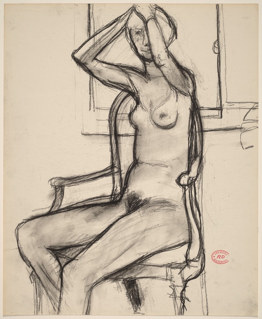 Untitled [nude in an armchair adjusting her hair]