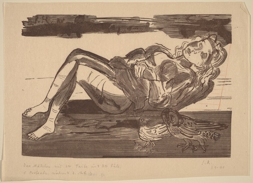 Das Madchen mit der Taube und der Eule