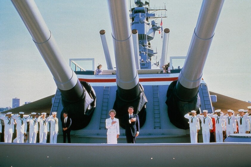 Reagans on USS Iowa