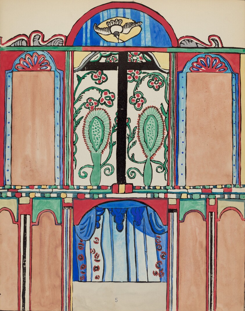 Plate 5: Main Altarpiece, Santa Cruz: From Portfolio "Spanish Colonial Designs of New Mexico"