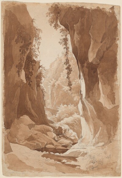 Cliffs Overhanging a River Gorge near Sorrento (recto)