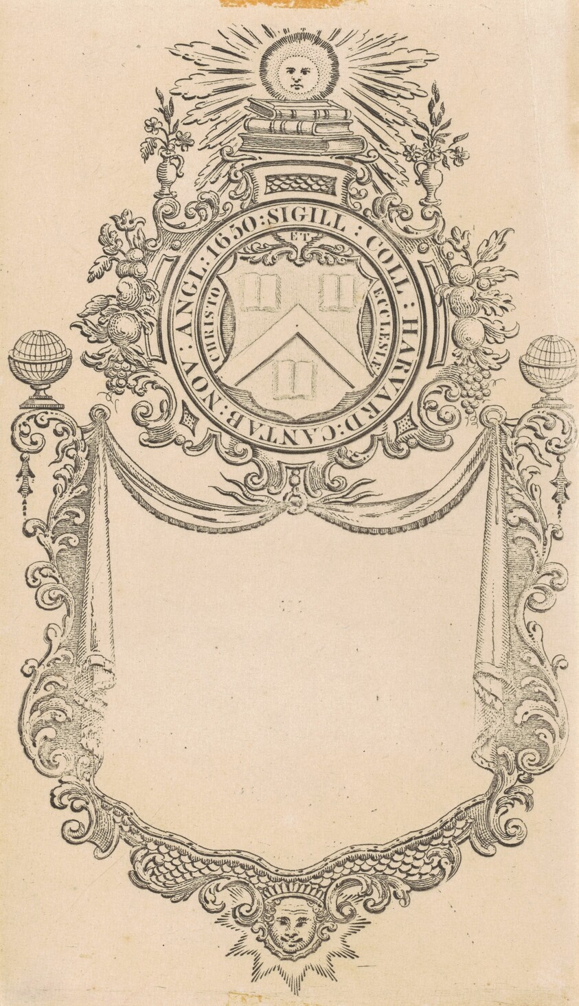 Harvard College Bookplate with the Christo et Ecclesiæ Seal