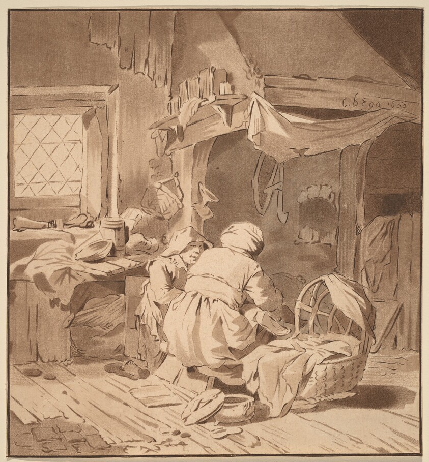 Interior of a Peasant House with Two Women
