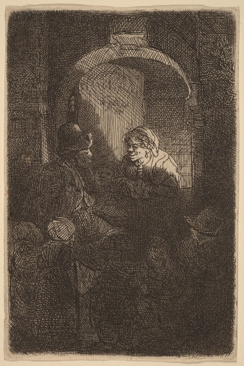 Woman at a Door Hatch Talking to a Man and Children (The Schoolmaster)