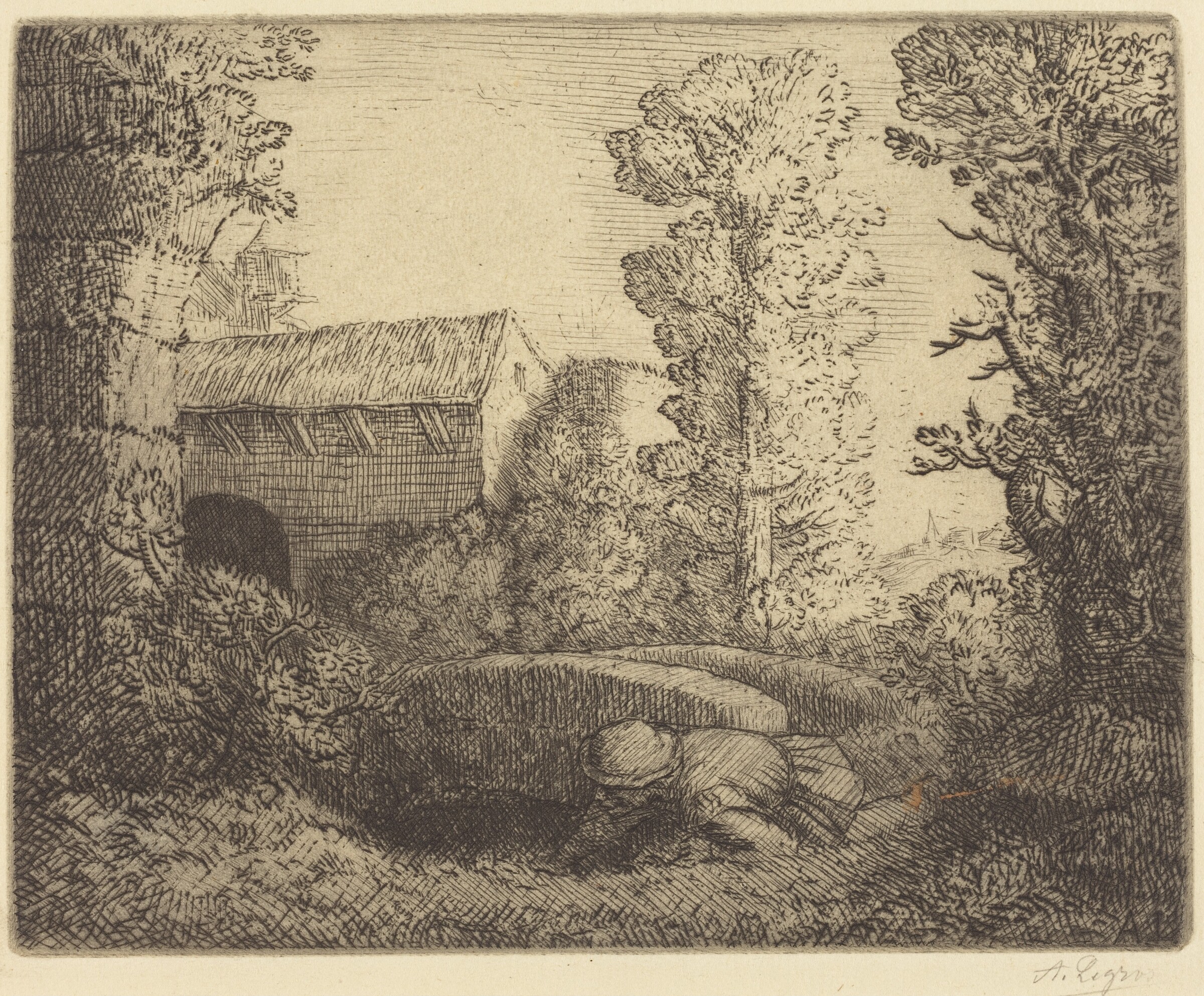 Bridge at the Mill (Le pont du moulin), Alphonse Legros
