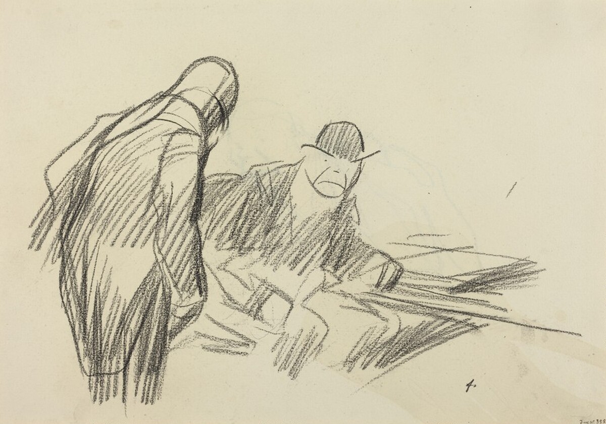 a) At the Club (recto); b) Head of a Man (verso)