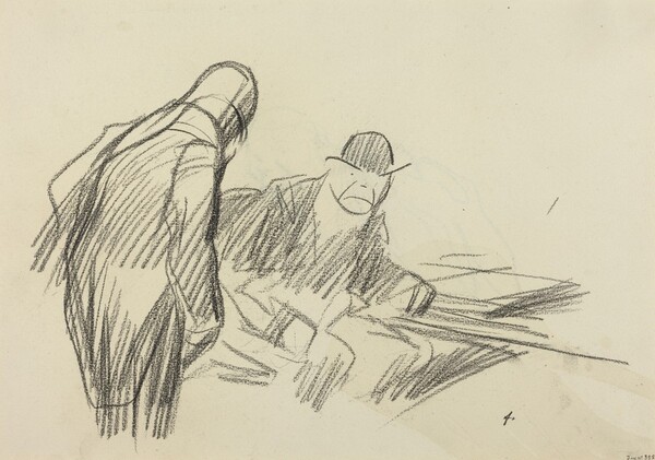 a) At the Club (recto); b) Head of a Man (verso)