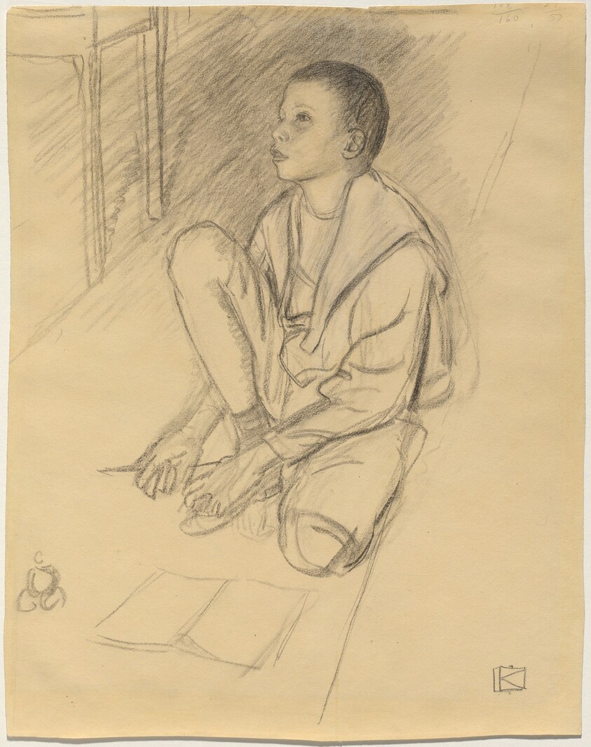 The Artist's Son Wolf Crouching on the Floor