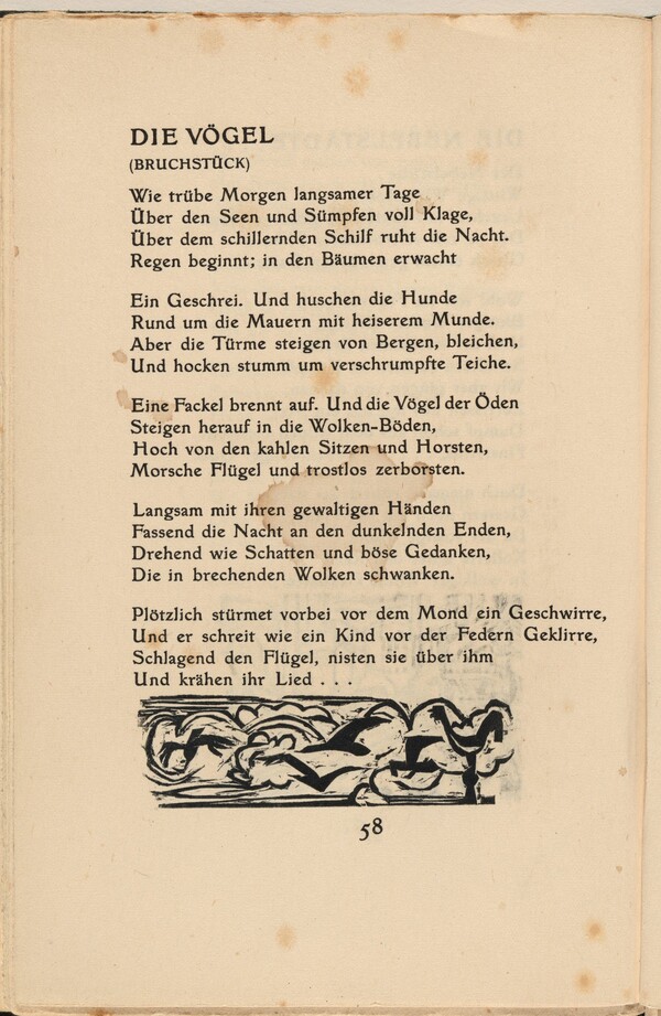 Die Vögel (The Birds) (in-text plate) from mock-up of Georg Heym: Umbra Vitae (Georg Heym: Shadow of Life)