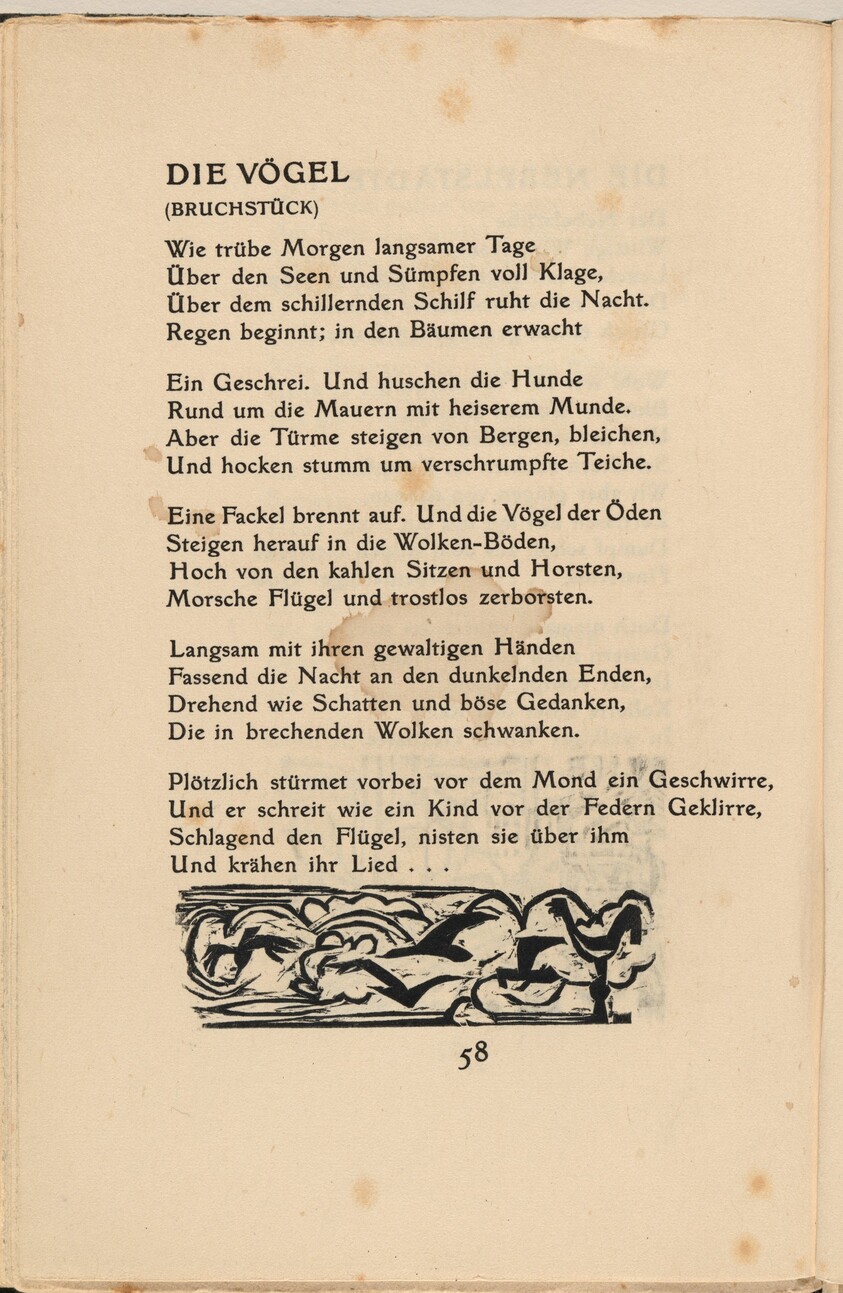 Die Vögel (The Birds) (in-text plate) from mock-up of Georg Heym: Umbra Vitae (Georg Heym: Shadow of Life)