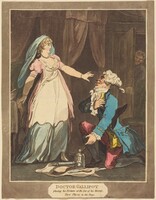 Doctor Gallipot placing his Fortune at the feet of his Mistress, Thomas Rowlandson, 1808