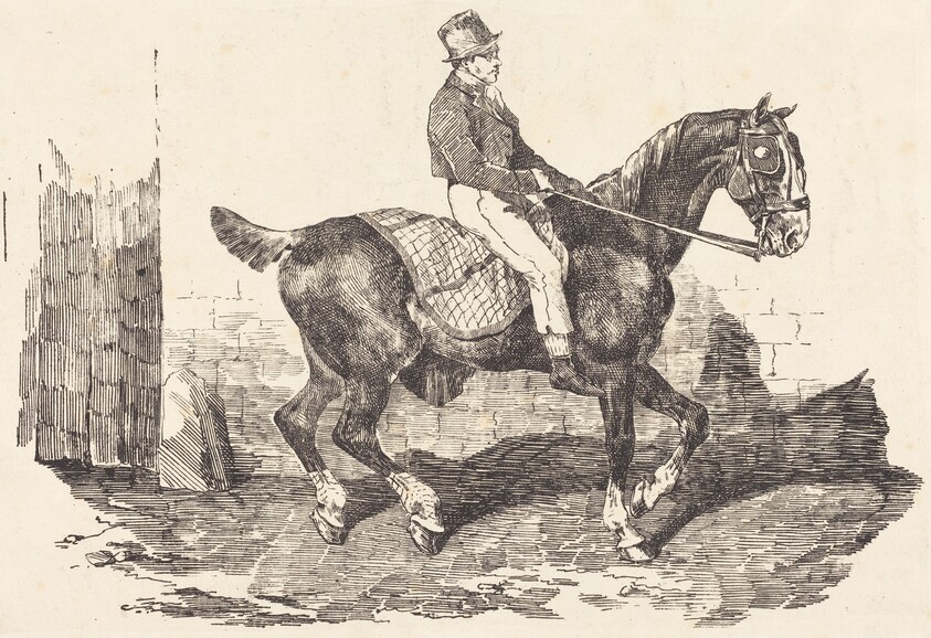 Groom Mounted on a Carriage-Horse (Cheval de carrosse monte par un palfrenier)