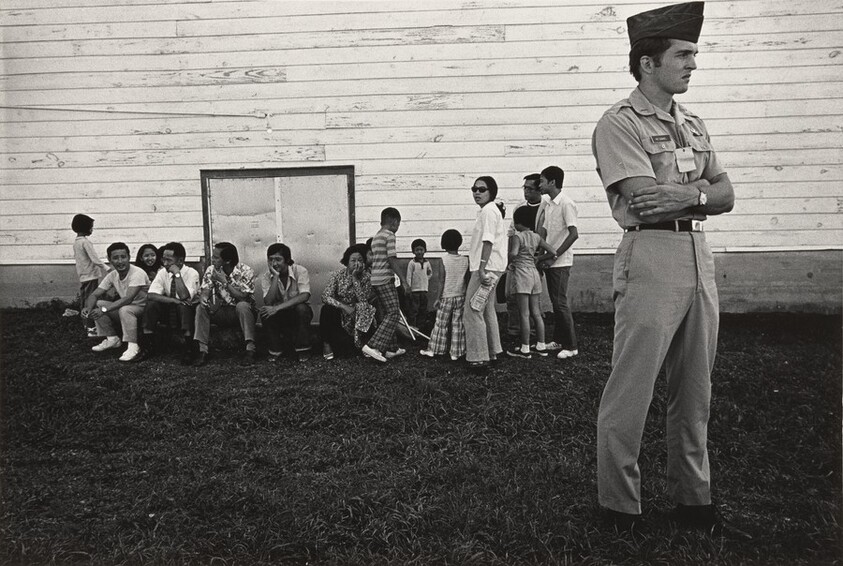 Army officer and refugee family