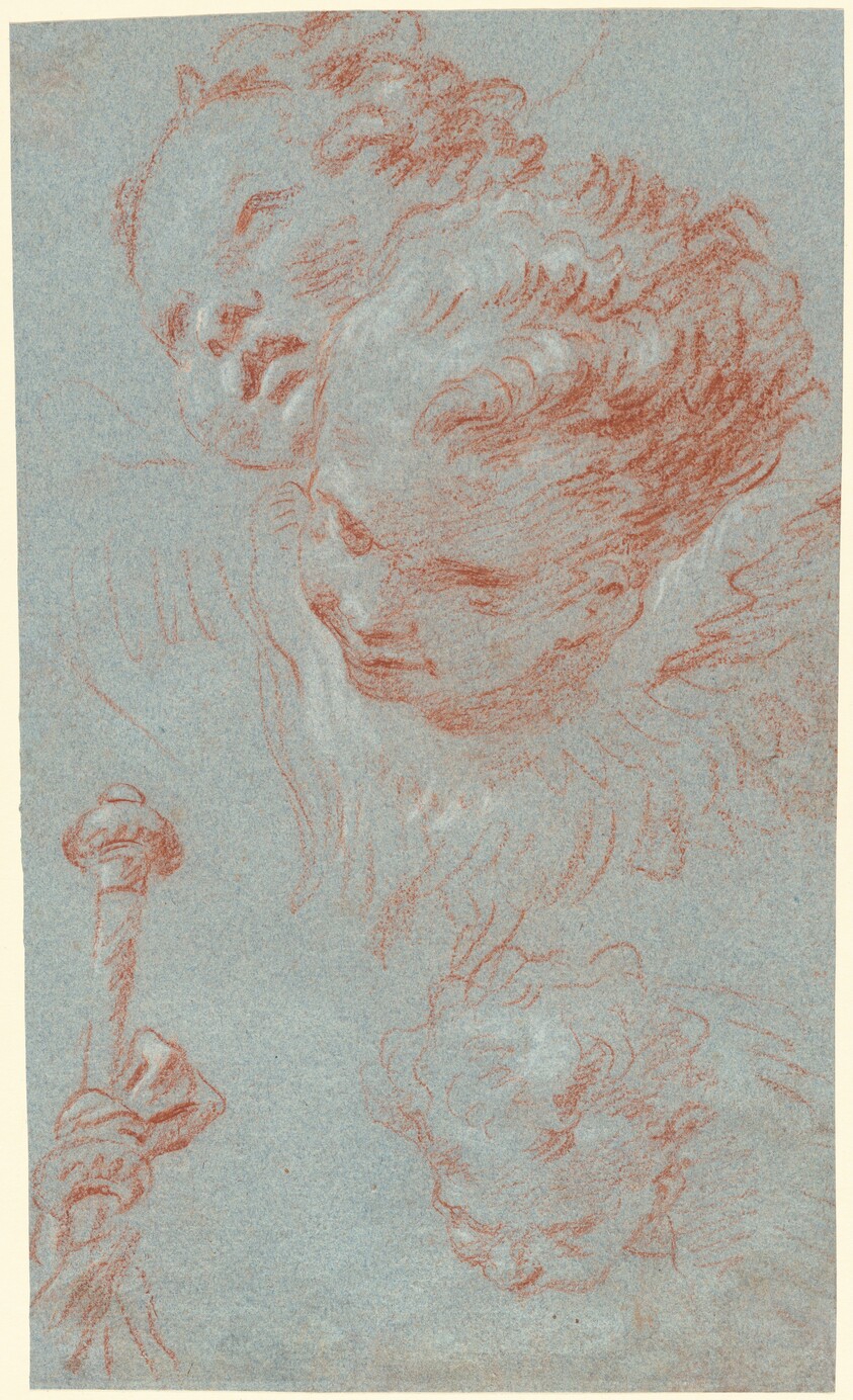 Three Cherubs and a Beribboned Staff