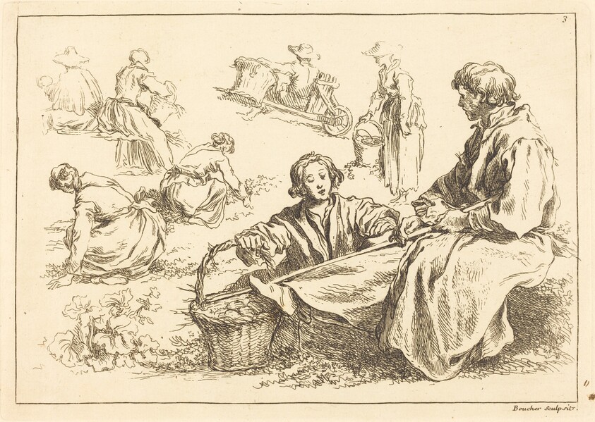 Figure Studies including Two Seated Peasants