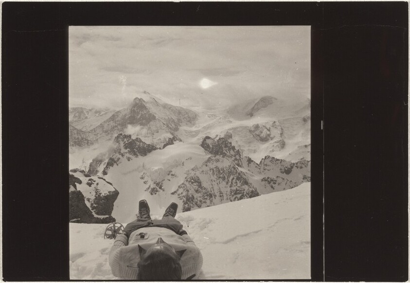 Skier lying in snow--Sports