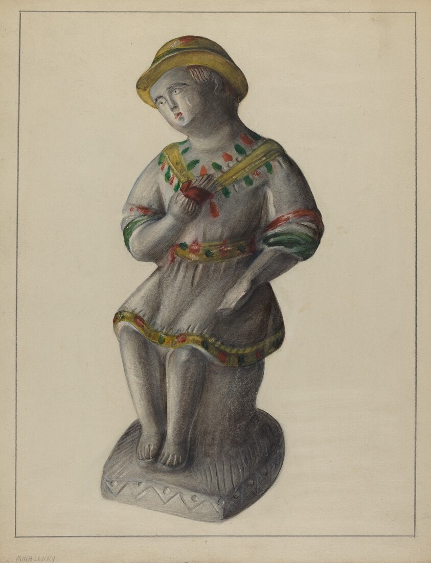 Pa. German Chalkware Shepherd Boy