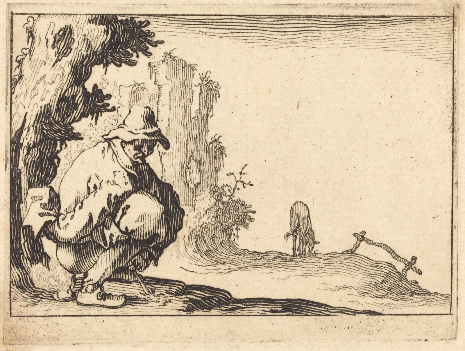 Peasant Defecating, Jacques Callot, c. 1617