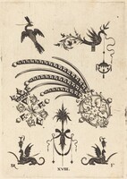 Two Brooches with Bird and Winged Snake at Top and Griffins with Vases at Bottom, Daniel Mignot, 1596