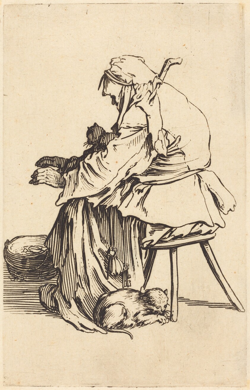 Old Woman with Cats