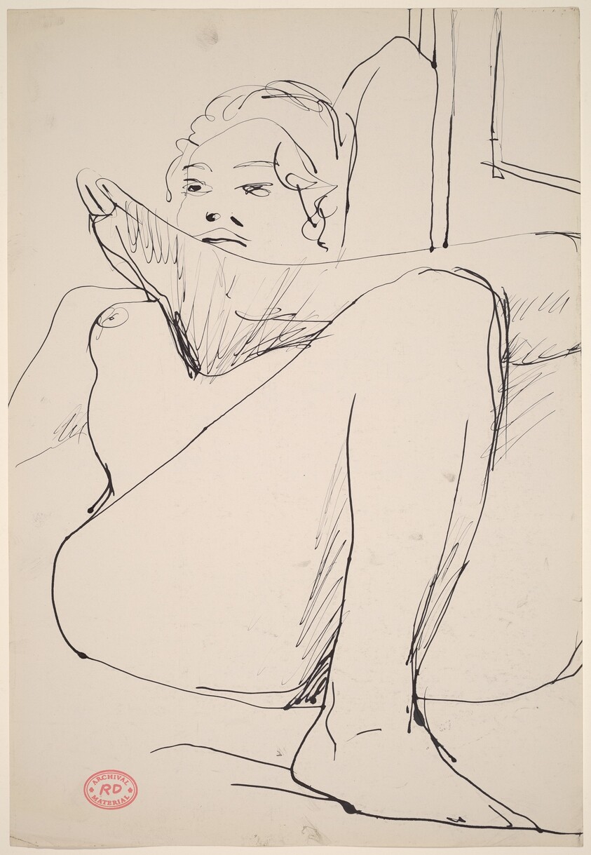 Untitled [nude lying back with her arm behind her head and legs crossed]