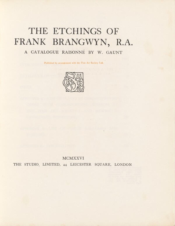 The Etchings of Frank Brangwyn, R.A.