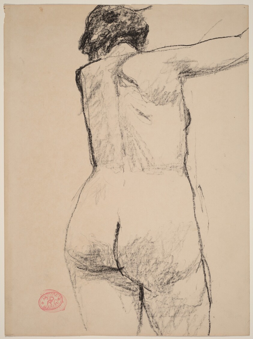 Untitled [back view of female nude with arm raised]