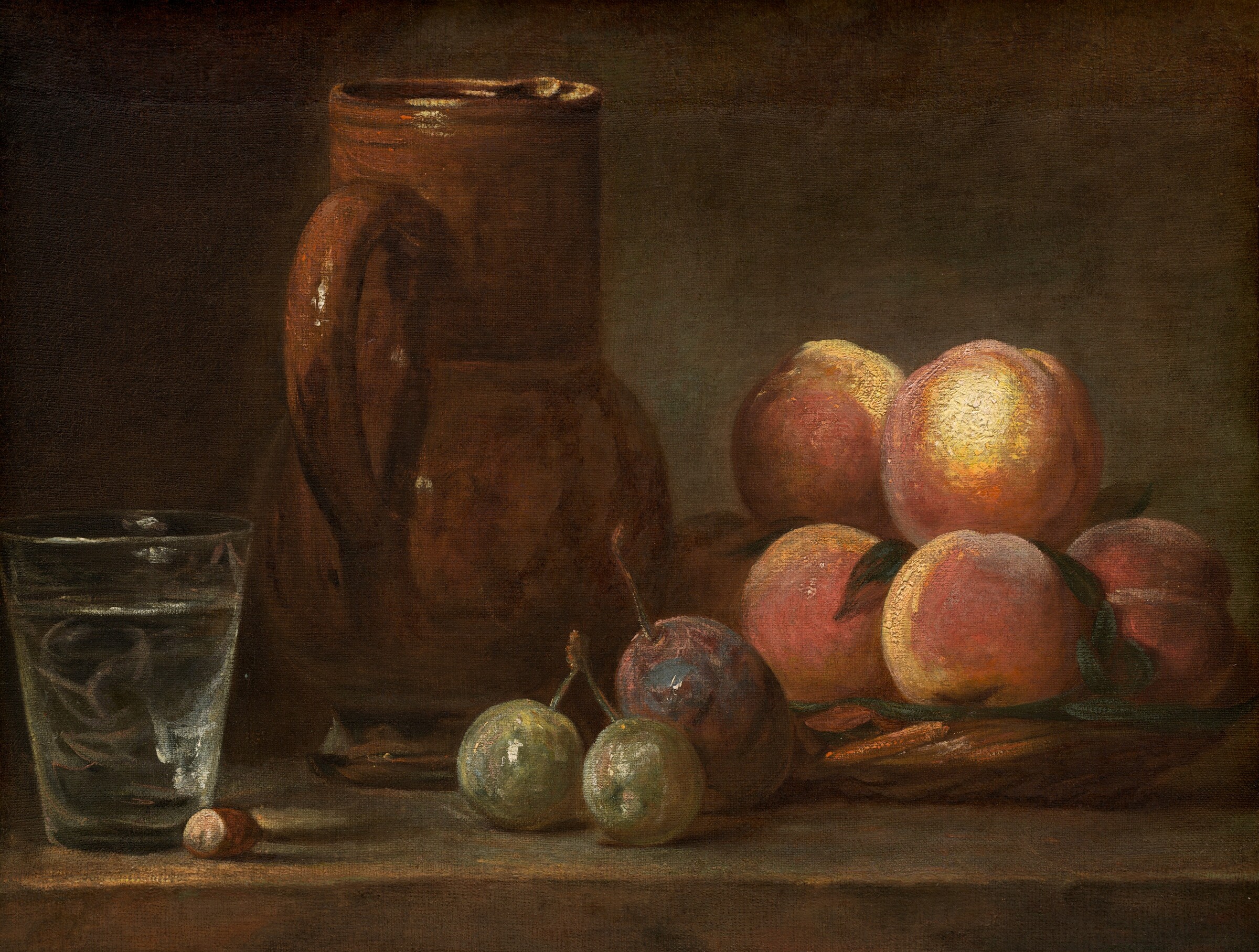 Fruit, Jug, and a Glass, Jean Siméon Chardin, c. 1726/1728