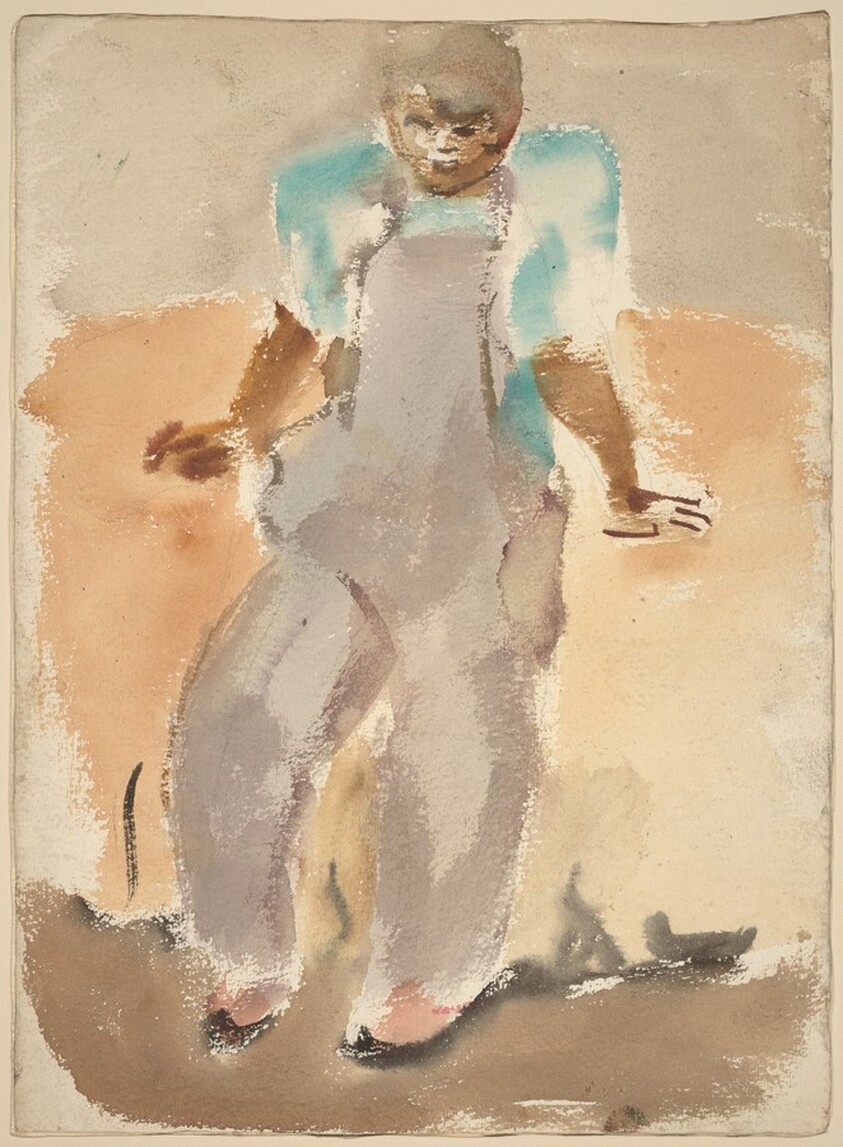 Young Boy in Overalls [recto]