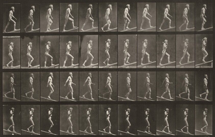 Plate Number 489. A: Ascending incline. B: Ascending incline with a 50-lb. dumbbell. C: Descending incline. D: Descending incline with a 50-lb. dumbbell