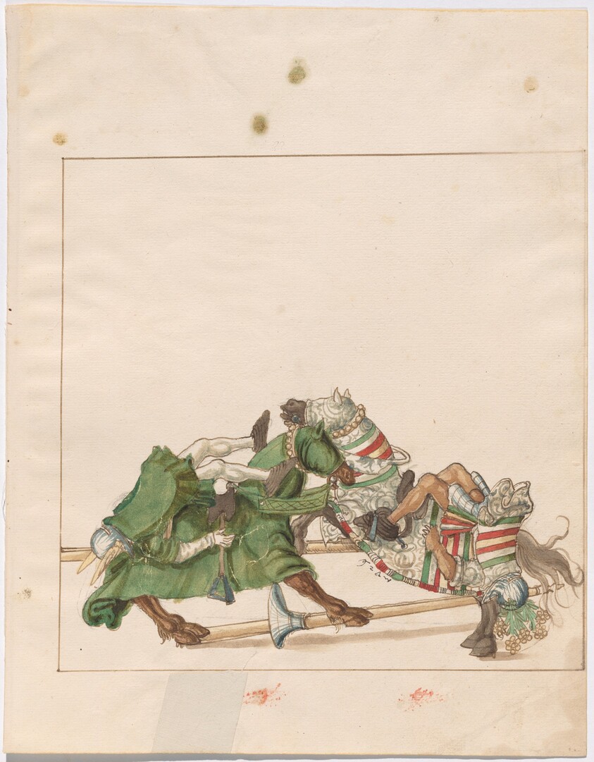 Mock Joust of War with Fixed Shields