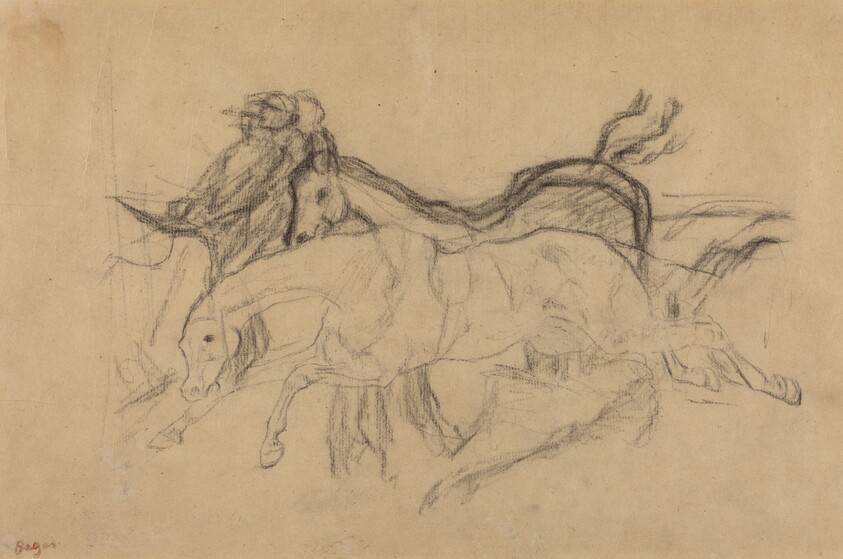 Racehorses (study for "Scene from the Steeplechase: The Fallen Jockey")