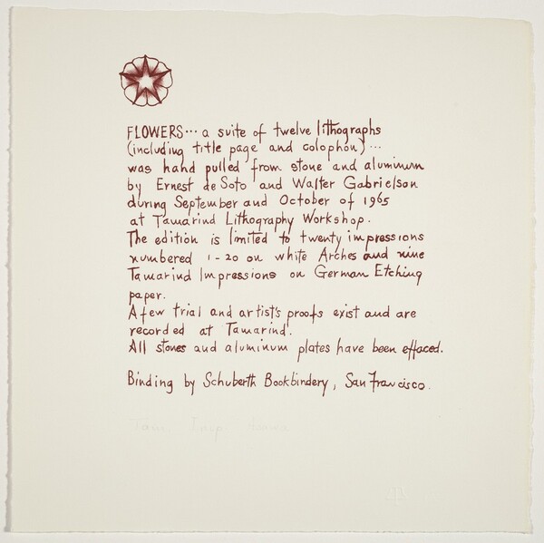 Flowers XII (Colophon)