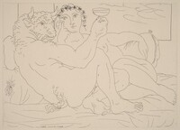 Minotaur with Chalice in Hand and Young Woman (Minotaure, une coupe a la main, et jeune femme), Pablo Picasso, 1933