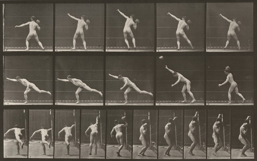 Plate Number 313. Heaving a 20-lb. rock