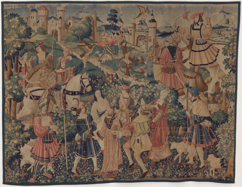 Hunting and Pastoral Scenes, with a bagpiper and dancers