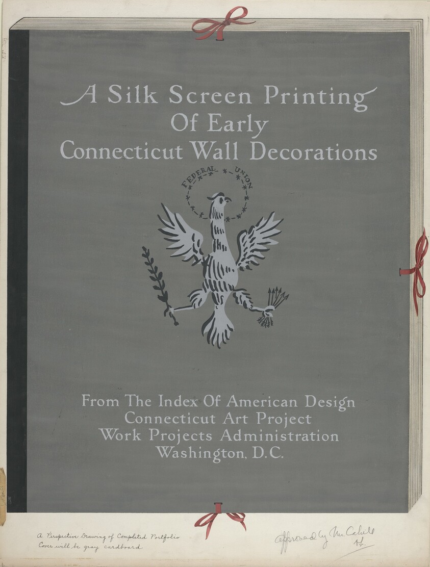 A Silk Screen Printing of Early Connecticut Wall Decorations, Portfolio Cover