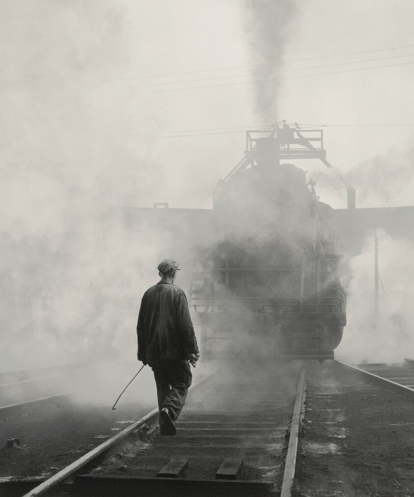 Canadian National Railway, Hostler and Locomotive Number 8403, Class U-ID 4-8-2 on Turntable, Hamilton, Ontario