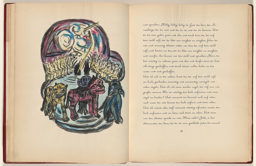 Johannes, Offenbarung, Kapitel 4, Verse 2-8 (John, Revelation, Chapter 4, Verses 2-8) (plate, page 18) from Apokalypse (Apocalypse)