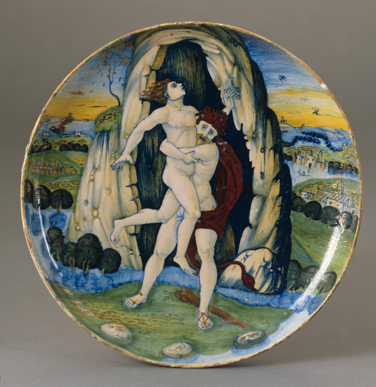 Shallow bowl with Hercules overcoming Antaeus