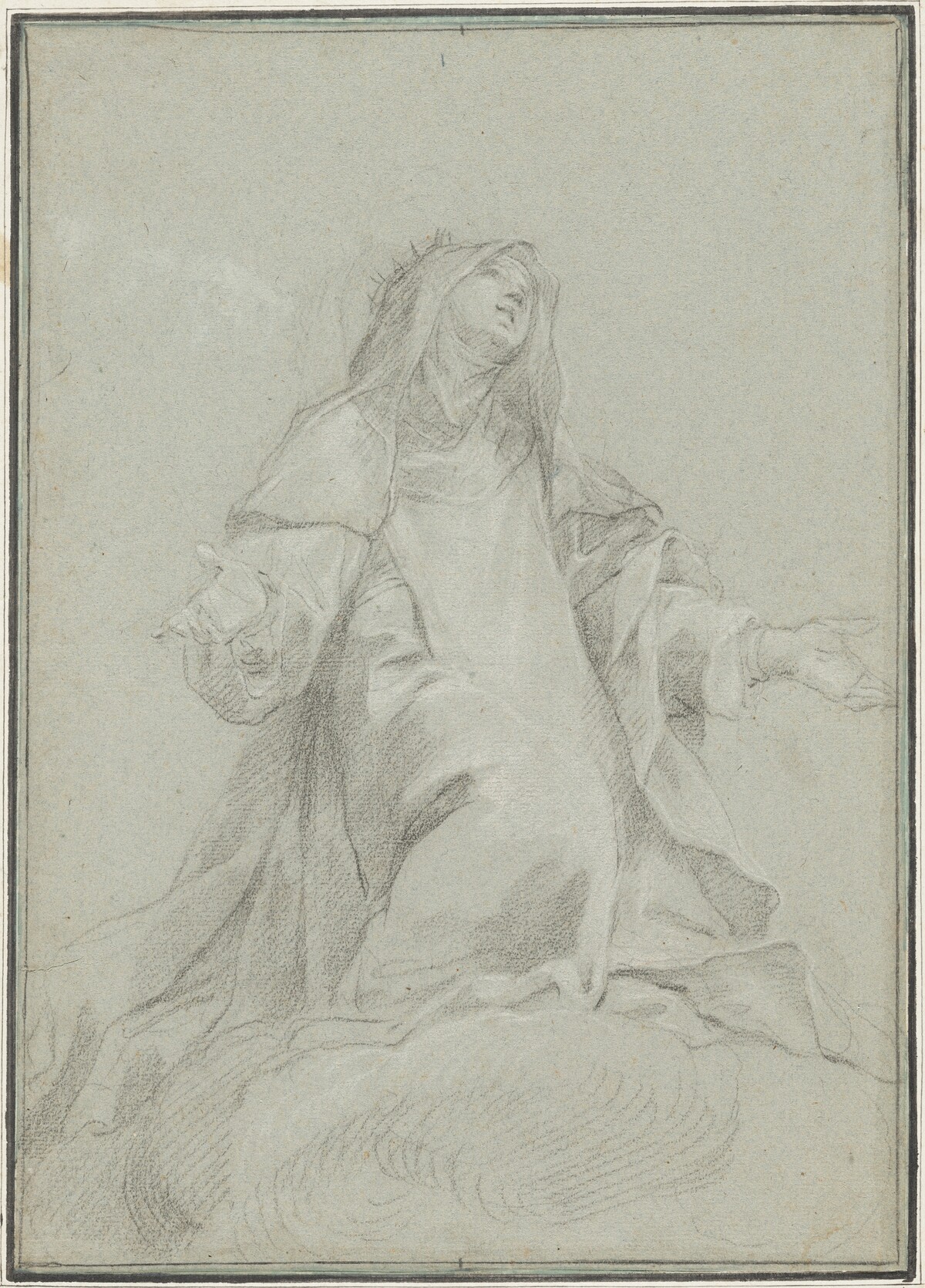 Saint Catherine of Siena on a Cloud