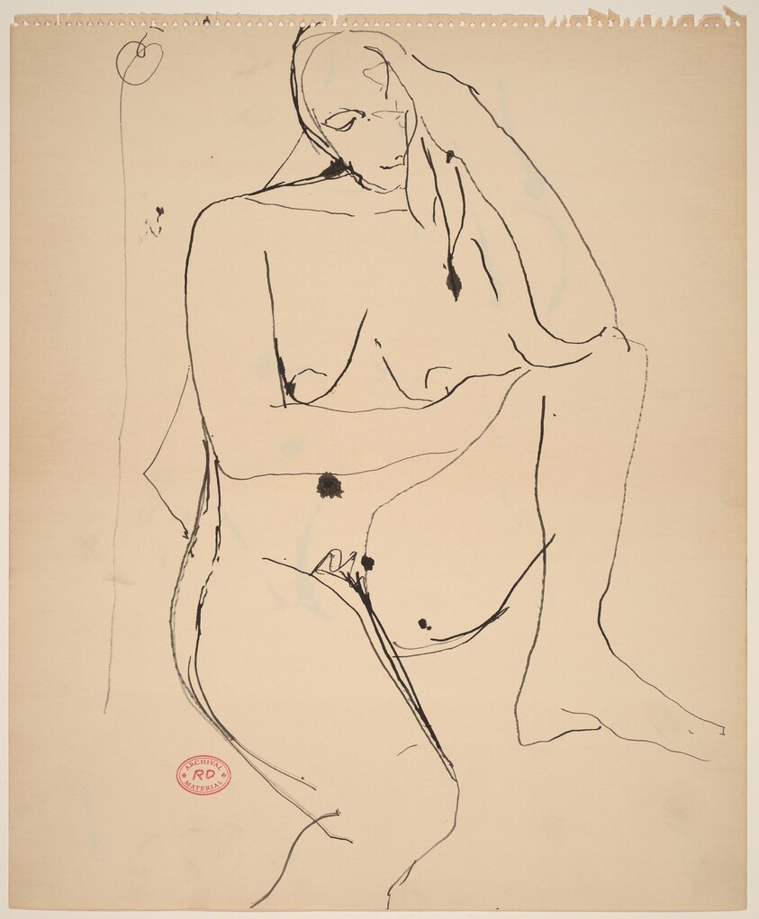 Untitled [seated female nude with head in left hand]