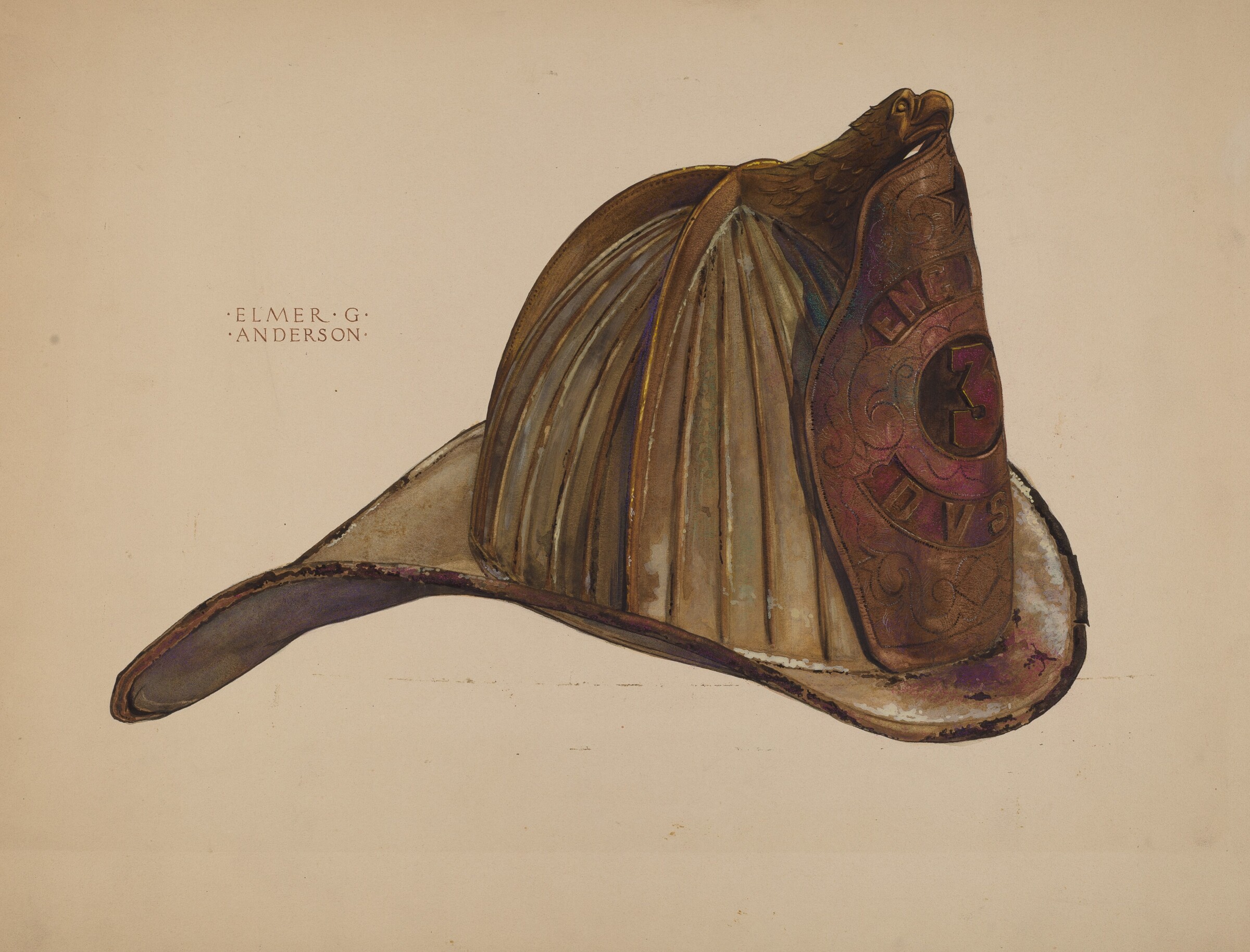Fireman's Helmet, Elmer G. Anderson, c. 1937