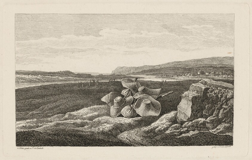 A Harvest Scene with Straw Hats Lying in a Field