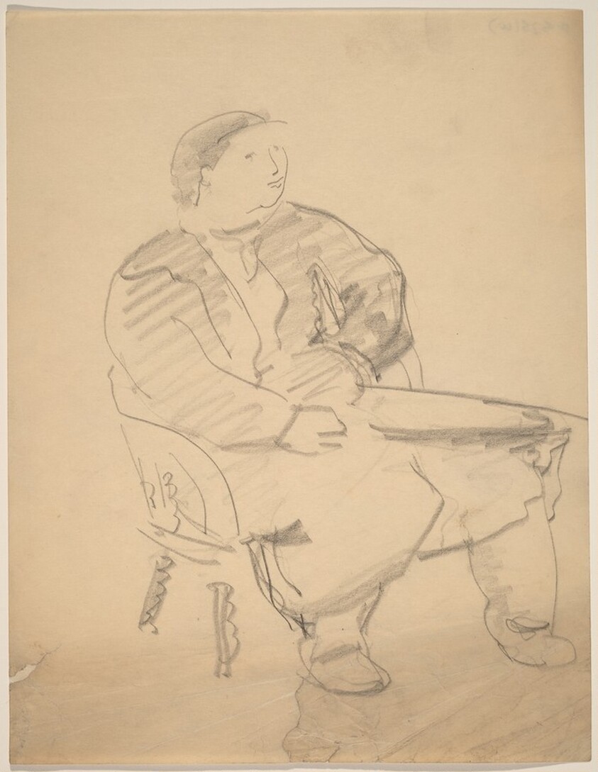Seated Figure Turned Three-quarters to the Right, Hands on Lap