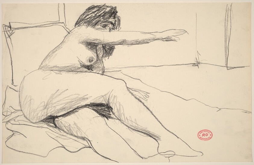 Untitled [relining nude reaching with her left arm]