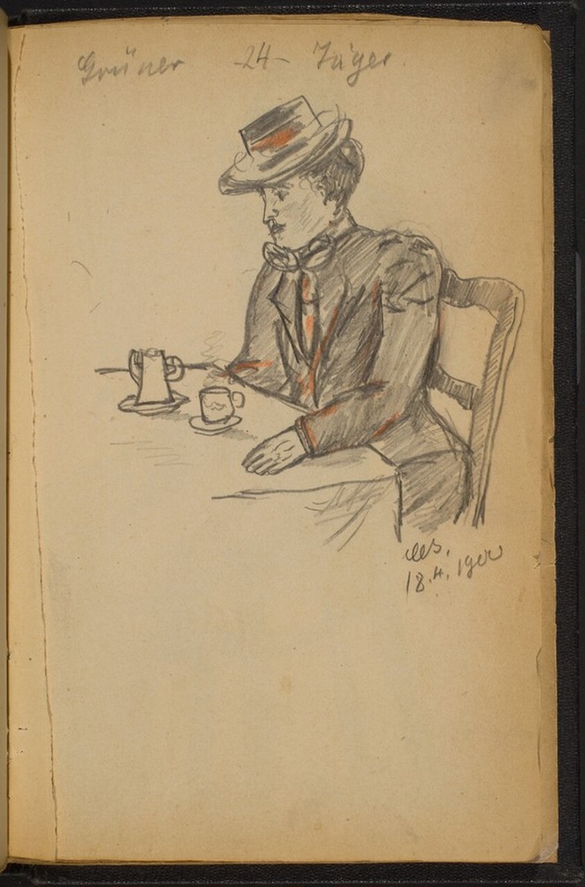 Woman at a Table Drinking Tea