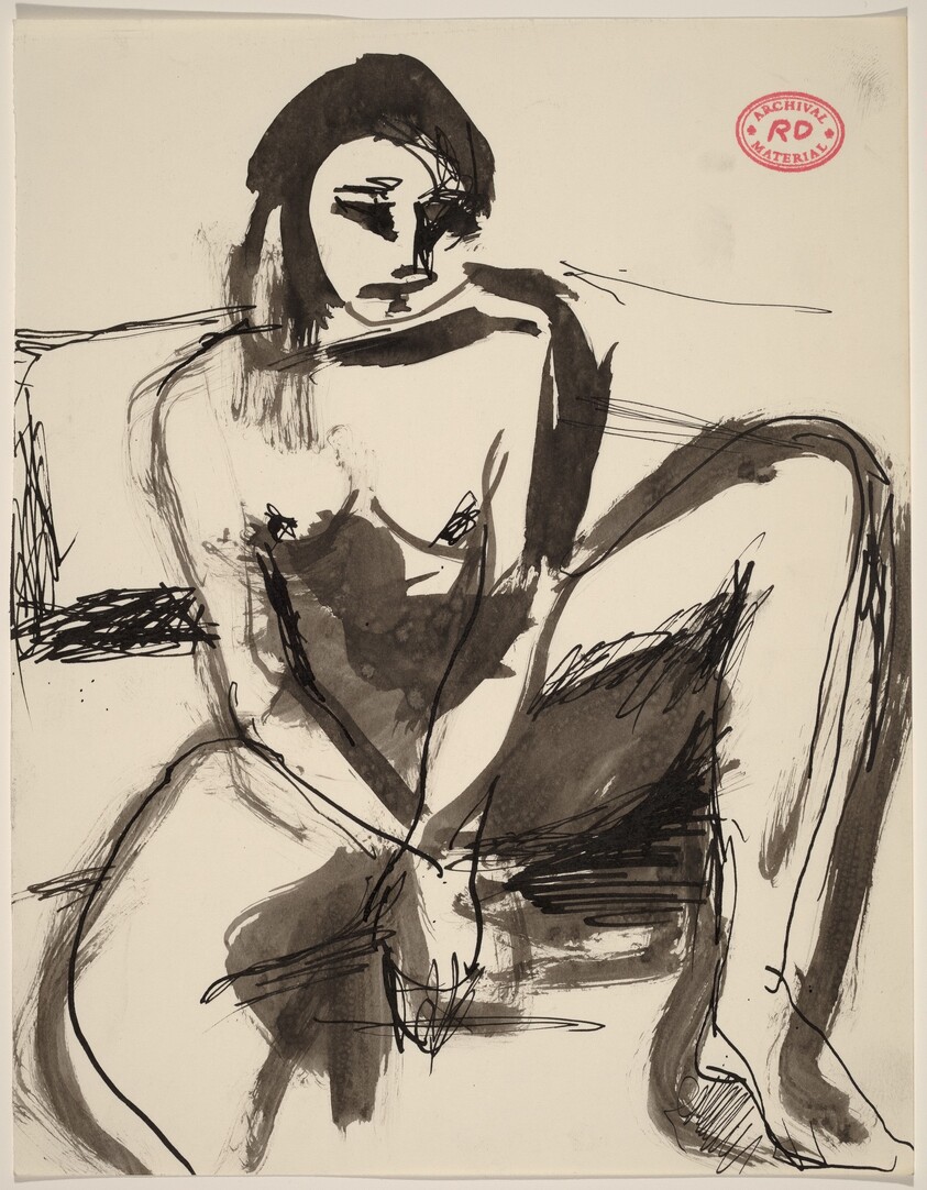 Untitled [front view of seated female nude]